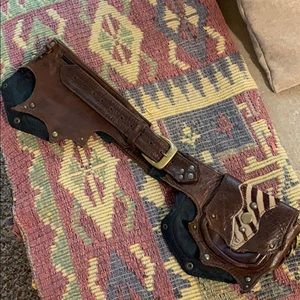 Brown leather zebra stripe utility belt